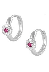 handsome teeny-tiny silver flower cz July birthstone childrens earrings